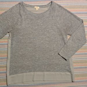 J. Crew Grey Chiffon Back Cotton/Poly Top Large